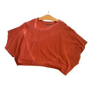 Women's IZURIA Rust Drop-Shoulder Cape-Sleeve Top 3XL 100% Cotton